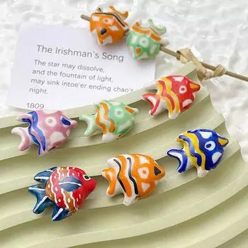 Ретро красочные расписанные вручную глубоководные рыбы керамические тропические рыбки бусины для самостоятельного изготовления украшений бусины браслет ожерелье аксессуары as the picture