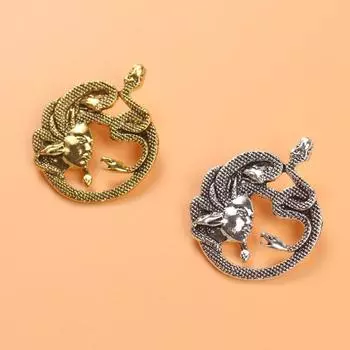 Ретро креативная брошь Медуза, персонализированная булавка для одежды, универсальные аксессуары, корсаж золотой