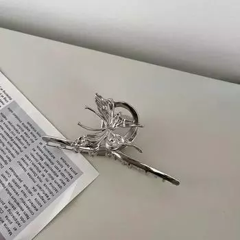 Ретро креативная высококачественная серебряная металлическая заколка-бабочка для волос модный готический индивидуальный головной убор элегантные аксессуары подарки для девочек A