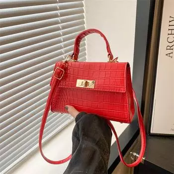 Ретро-крокодиловый узор, портативная маленькая квадратная сумка, женская летняя модная сумка через плечо 2024 года, трендовая сумка-мессенджер для поездок на работу чёрный