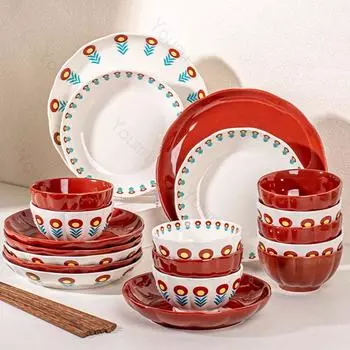 Ретро круглая керамическая тарелка для ежедневного чаепития десертные тарелки для закусок изысканная салатница домашняя посуда миски для риса