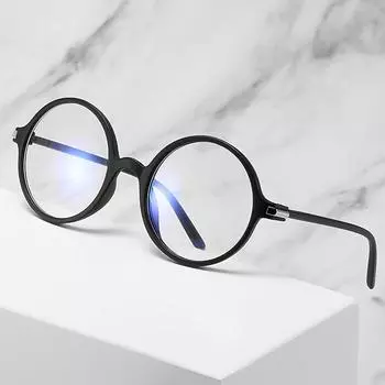 Ретро круглые анти-синий свет очки женщины мужчины сверхлегкие компьютерные очки винтажные плоские очки чёрный