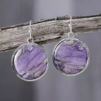 Ретро круглые фиолетовые точечные цветные полосатые модные серьги женские