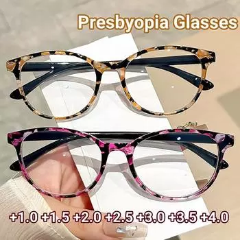Ретро круглые пластиковые очки для чтения модные печатные очки против синего света пресбиопия очки высокой четкости дальнозоркость очки +1.0 серый