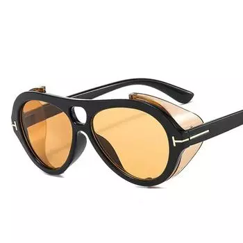 Ретро круглые солнцезащитные очки в стиле панк с двойными мостами, женские модельерские прозрачные розовые, желтые оттенки, мужские солнцезащитные очки UV400