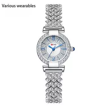Ретро Круглый Бриллиант с Полным Бриллиантом Женские Часы Модный Тренд Водонепроницаемые Кварцевые Часы