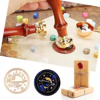 Ретро Круглый Солнце Луна Звезды Печать Восковая Печать Штамп Головка DIY Конверты Штампы Заменить Головки Для Свадебных Приглашений Подпись Детская Игрушка