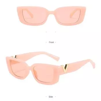 Ретро крутые солнцезащитные очки кошачий глаз в маленькой оправе для женщин 2024 роскошные солнцезащитные очки мужские солнцезащитные очки из желе с металлическими петлями 15cm чёрный