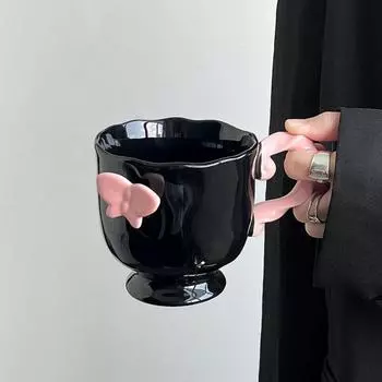 Ретро Кружка Бабочка Художественная Чашка Офисная Высокоценная Керамическая Чашка Девушки Кофе Завтрак Овсянка Чашка 301-400ml