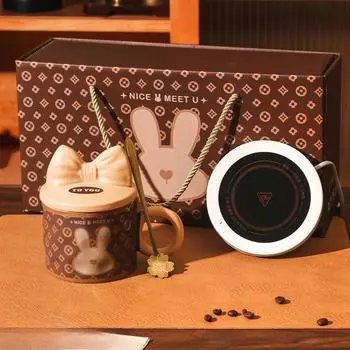 Ретро Кружка Керамическая Сувенир Подарок Высокая Ценность с Крышкой Осенне-Зимняя Чашка для Теплой Воды Подарок для Делового Мероприятия 401-500ml