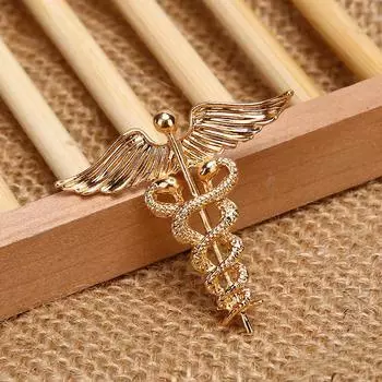 Ретро Крылья Ангела Мужчины Значок Булавка Змея Броши Отворот Медаль Украшение золотой