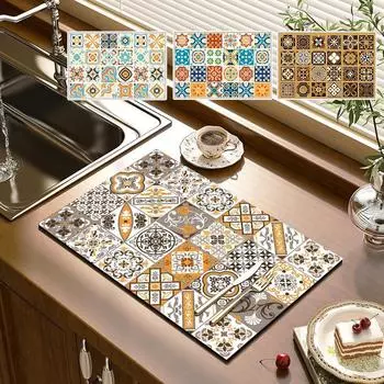Ретро кухонный коврик для слива воды, впитывающий противоскользящий коврик, сушилка для кофейных кружек, коврики для сушки посуды, подставка для столовых приборов, настольный коврик для сушки посуды S 30x40cm