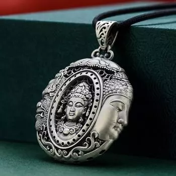 Ретро кулон Будды Демона для мужчин и женщин, ювелирные изделия, индивидуальная цепочка для свитера S925, мужское колье, ожерелья, аксессуары