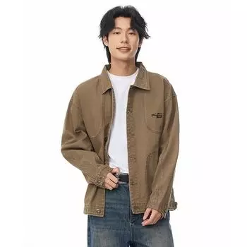Ретро куртка мужская весенняя свободная модная повседневная куртка рабочего парня S