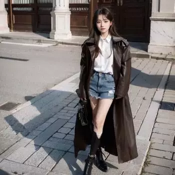 Ретро-куртка средней длины до колена из натуральной кожи для женщин, ветровка Temperament L чёрный