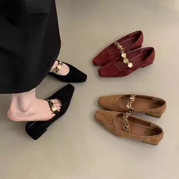 Ретро квадратный носок, неглубокий вырез, туфли-лодочки, женские весенне-осенние замшевые темпераментные повседневные туфли на толстом каблуке Мэри Джейн 35 коричневый