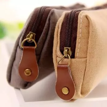 Ретро льняная сумка-карандаш для студентов Парижский стиль пеналы канцелярские принадлежности коричневый