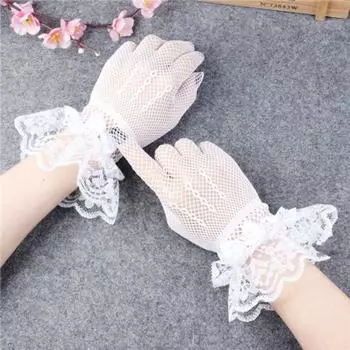 Retro Lace Gloves Women Thin Sexy Black Mesh High Sense Elegant Cheongsam Performance Accessories Lolita Photo White One size