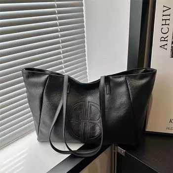 Retro large-capacity bag women s bag 2025 new casual soft leather shoulder bag versatile tote bag short-distance travel bag хаки