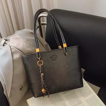 Ретро Сумка-тоут большой вместимости для поездок на работу Женская повседневная высококлассная темпераментная наплечная сумка no pendant коричневый