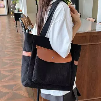 Retro Large Capacity Shoulder Bag Women s Crossbody Bag Corduroy Tote Bag розовый