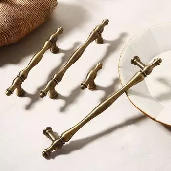 Ретро латунная ручка для мебели, удобная ручка для шкафа, мебельная фурнитура Hole Distance 128mm