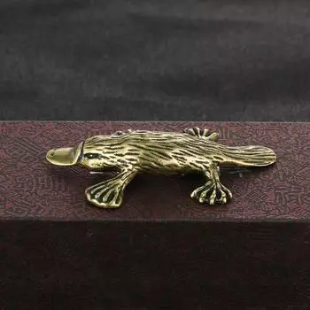 Ретро латунный утконос, украшение из цельной меди, миниатюрная статуэтка утконоса, металлический чайный питомец, фэн-шуй, коллекционная модель, домашний декор