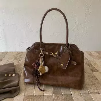 Retro Lazy Briefcase Bag for Women with Large Capacity Quality Versatile and Simple Niche Design Hand-held Shoulder Toe Bag