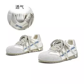 Retro leather German training shoes women s 2025 autumn new shoes women s two-color shoelaces crooked head sports shoes casual women s shoes 35