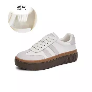 Retro leather German training shoes women s 2025 spring new thick-soled heightening shoes casual versatile little white shoes sports women s shoes 35