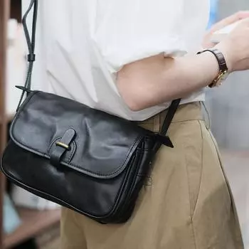 Retro Leather Women s Bag, Fashionable Bag, Leather Single-shoulder Crossbody Bag, Large Capacity, Versatile Small Square Bag чёрный