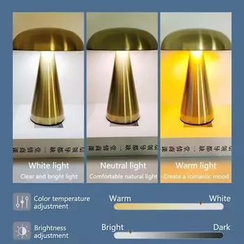 Retro LED Night Light Mushroom Touch Sensor Desk Lamp Rechargeable Reading Lights For Bedroom Restaurant Bar Decor Lighting чёрный