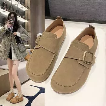 Retro Lefou Shoes Female Spring and Fall Mori System A Footstroke Shallow Mouth Flat Bottom Comfortable Casual Single Shoes Fashion Women Shoes 35