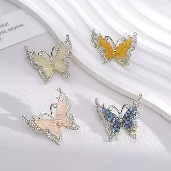 Ретро легкая роскошная брошь в виде бабочки с бриллиантами для женщин, изысканный костюм для пальто, модная антибликовая булавка