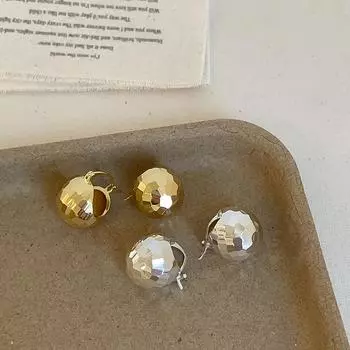 Ретро легкие роскошные граненые круглые шарообразные металлические серьги-пряжки женские холодные ветряные темпераментные элегантные универсальные серьги