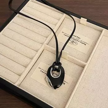 Ретро легкий роскошный геометрический кожаный канат длинное ожерелье для женщин и девочек ниша нерегулярный кулон свитер цепочка ювелирные изделия подарки чёрный