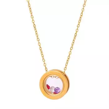 Ретро легкий роскошный круглый брендовый кулон ожерелье титановая сталь 18K Jinxi вдовствующая императрица универсальная личность темперамент ключичная цепочка для женщин