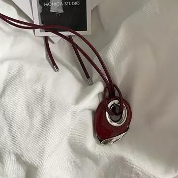 Ретро легкое роскошное длинное кожаное ожерелье из веревки для женщин и девочек, универсальный нерегулярный кулон, цепочка для свитера, ювелирные изделия, аксессуары, подарок as the picture