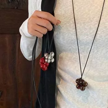 Ретро легкое роскошное длинное кожаное ожерелье из веревки для женщин и девочек, универсальный нерегулярный кулон, цепочка для свитера, ювелирные изделия, аксессуары, подарок A7