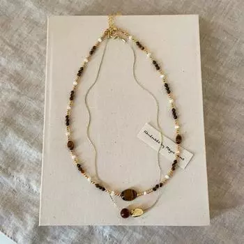 Ретро-легкое роскошное ожерелье из бисера с тигровым глазом, женское уникальное элегантное универсальное ожерелье на шею, цепочка на ключицу