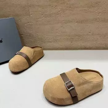 Ретро ленивые тапочки женские для улицы 2025 с закрытым носком полутапочки на мягкой подошве для внешней торговли большого размера на одном педале Boken тапочки 35