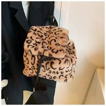 Retro leopard print women s bag simple and elegant shoulder bag Korean high-end version small backpack new style