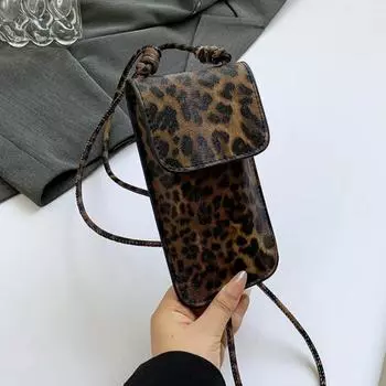 Ретро леопардовая мини-сумка через плечо для женщин, новая мода, роскошные сумки через плечо из искусственной кожи, женские корейские простые сумки для леди 10.5x19.5x2cm