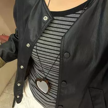 Ретро леопардовый принт гребень зеркало кулон ожерелье для женщин девочек ниша личность универсальный черный веревка длинный свитер цепочка подарки A3