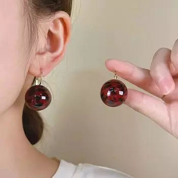 Ретро леопардовый принт шар легкие роскошные нишевые серьги для женщин модные серьги красный