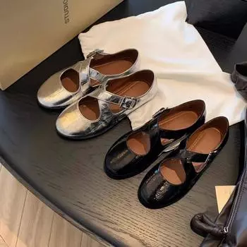 Ретро летние новые женские балетки модные неглубокие туфли Мэри Джейн мягкие повседневные балетки с открытой пяткой женские уличные кроссовки 35 чёрный