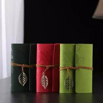 Ретро Личность Кожаные Блокноты Журнал Блокноты Кольцо Переплет Дневник Блокнот вино красного