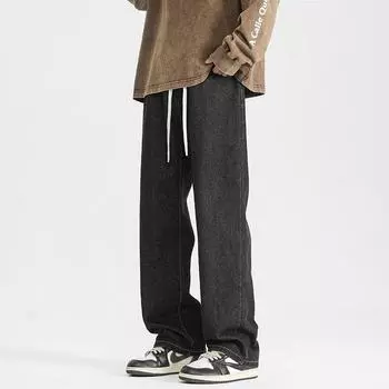 Retro Light Blue Jeans American Men s Spring and Autumn Straight Loose Trousers Wide-leg Versatile Casual Pants S