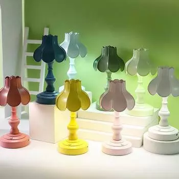 Ретро лист лотоса ночник настольный мини-декоративные украшения USB зарядка Макарон стиль прикроватное освещение маленькая настольная лампа 7.5x7.5x19cm