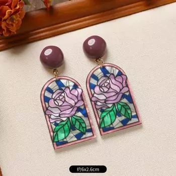 Retro literary and artistic stud earrings romantic rose flower earrings niche high-end temperament vacation style women s earrings summer